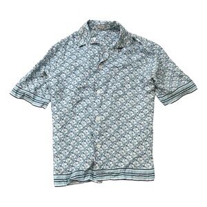 Dior Light Blue Pixel Oblique Silk Button-Up Shirt